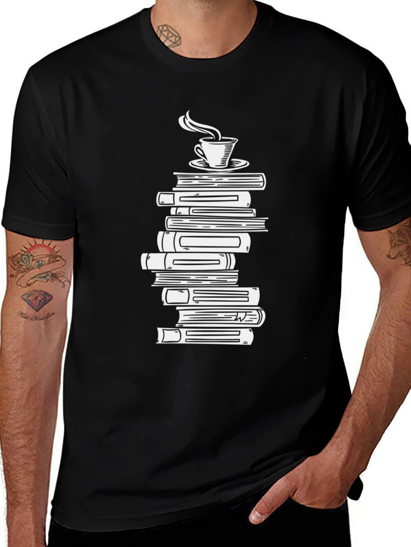 Coffee and Books Graphic Tee - Black T-Shirt