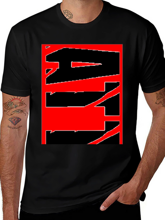 Abstract Graphic Tee - Bold Red & Black Design
