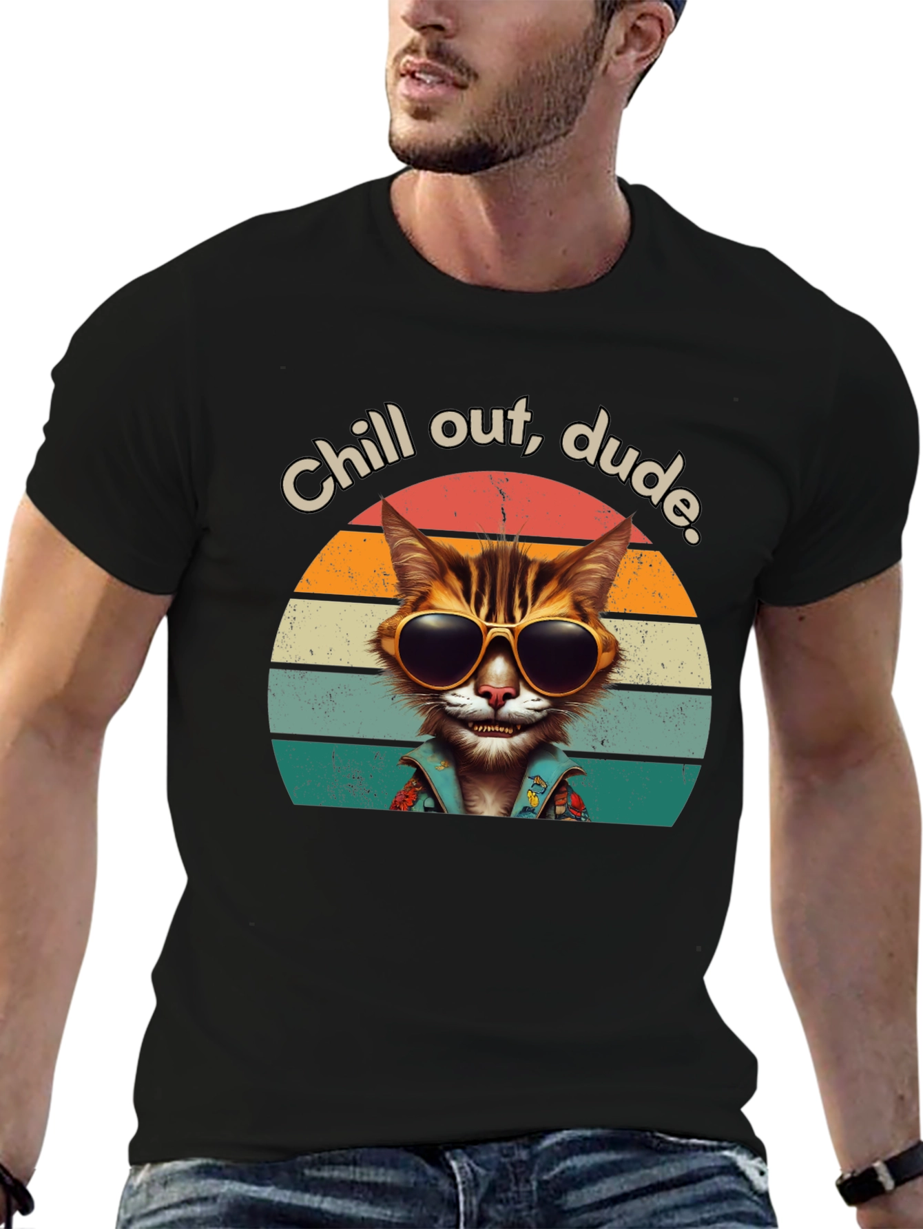 Chill Out Dude Cat Graphic Tee