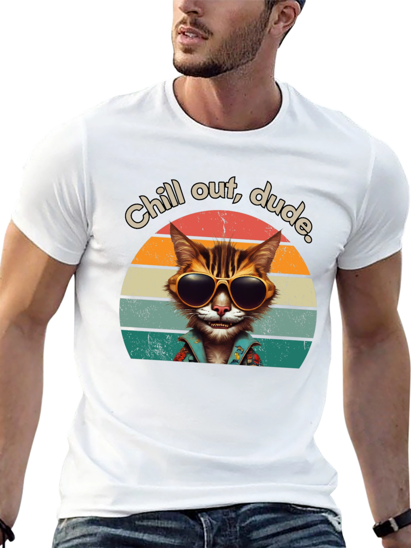 Chill Out Dude Cat Graphic Tee
