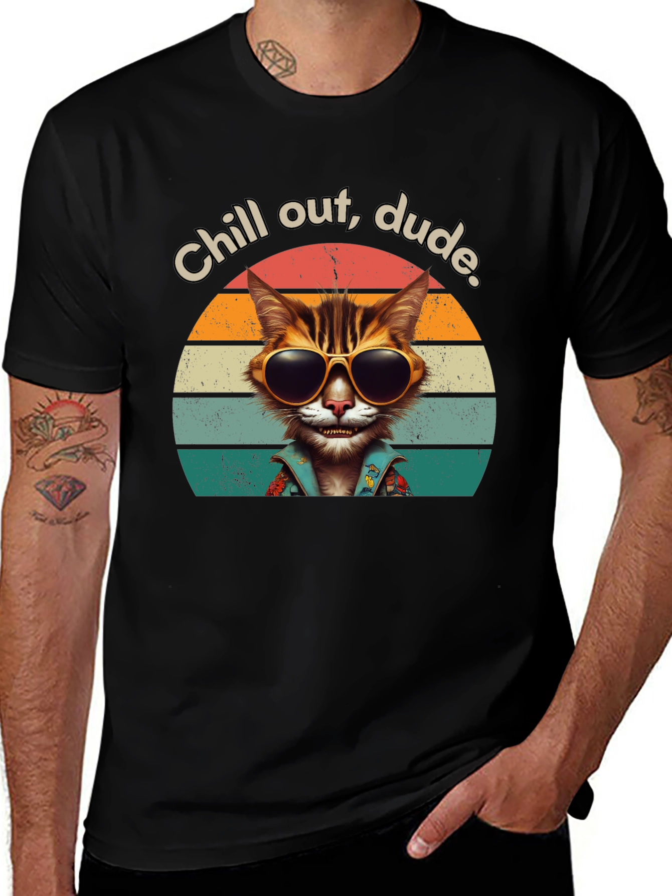 Chill Out Dude Cat Graphic Tee