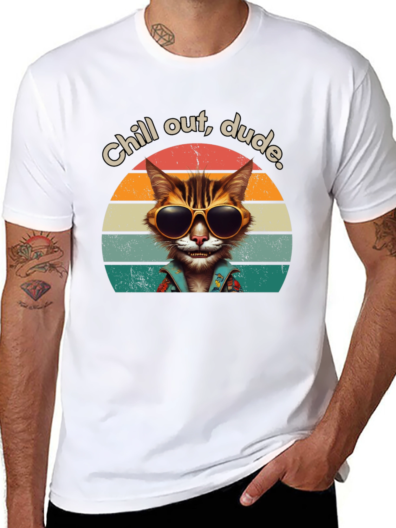 Chill Out Dude Cat Graphic Tee