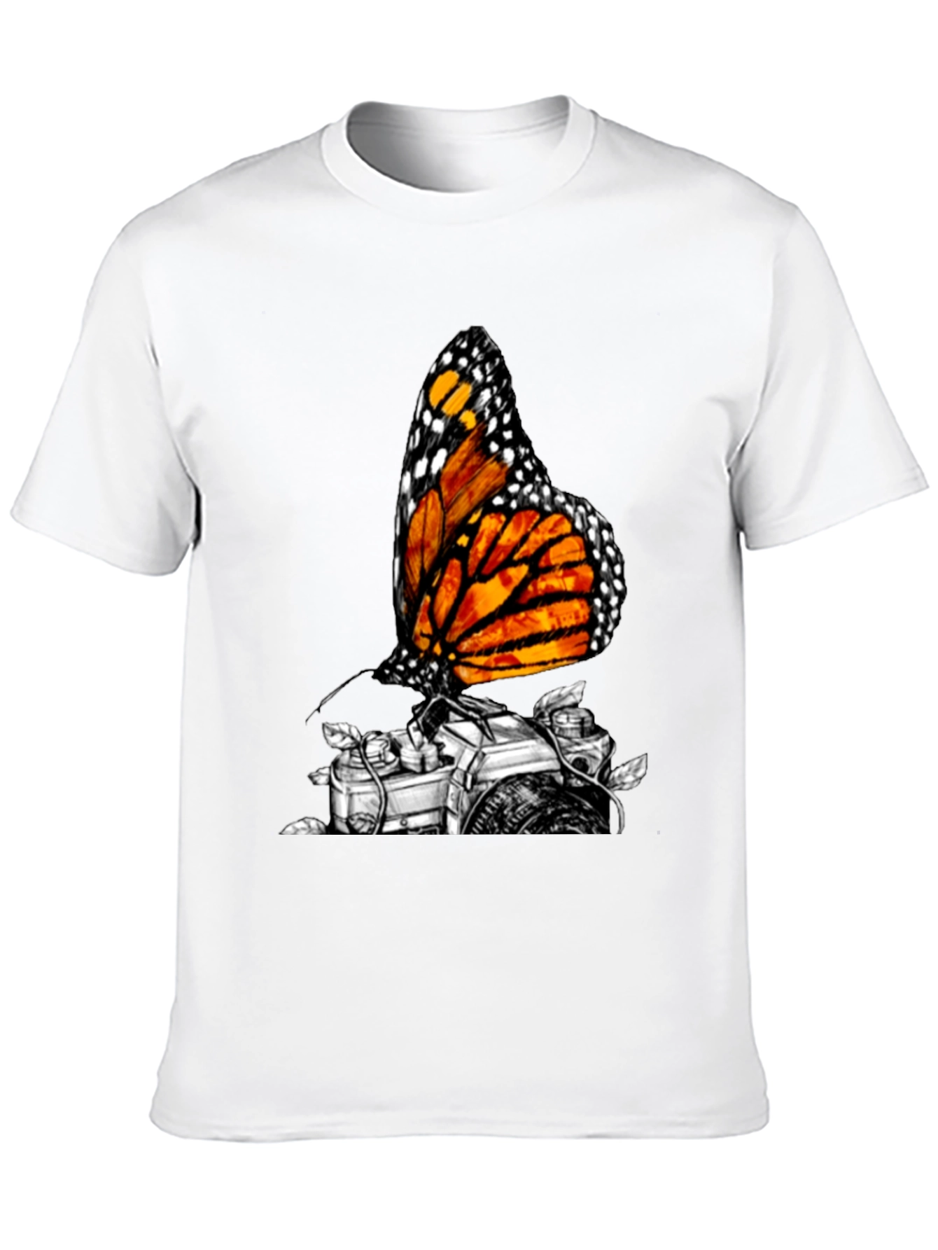 Monarch Butterfly Camera Graphic Tee - Classic Black