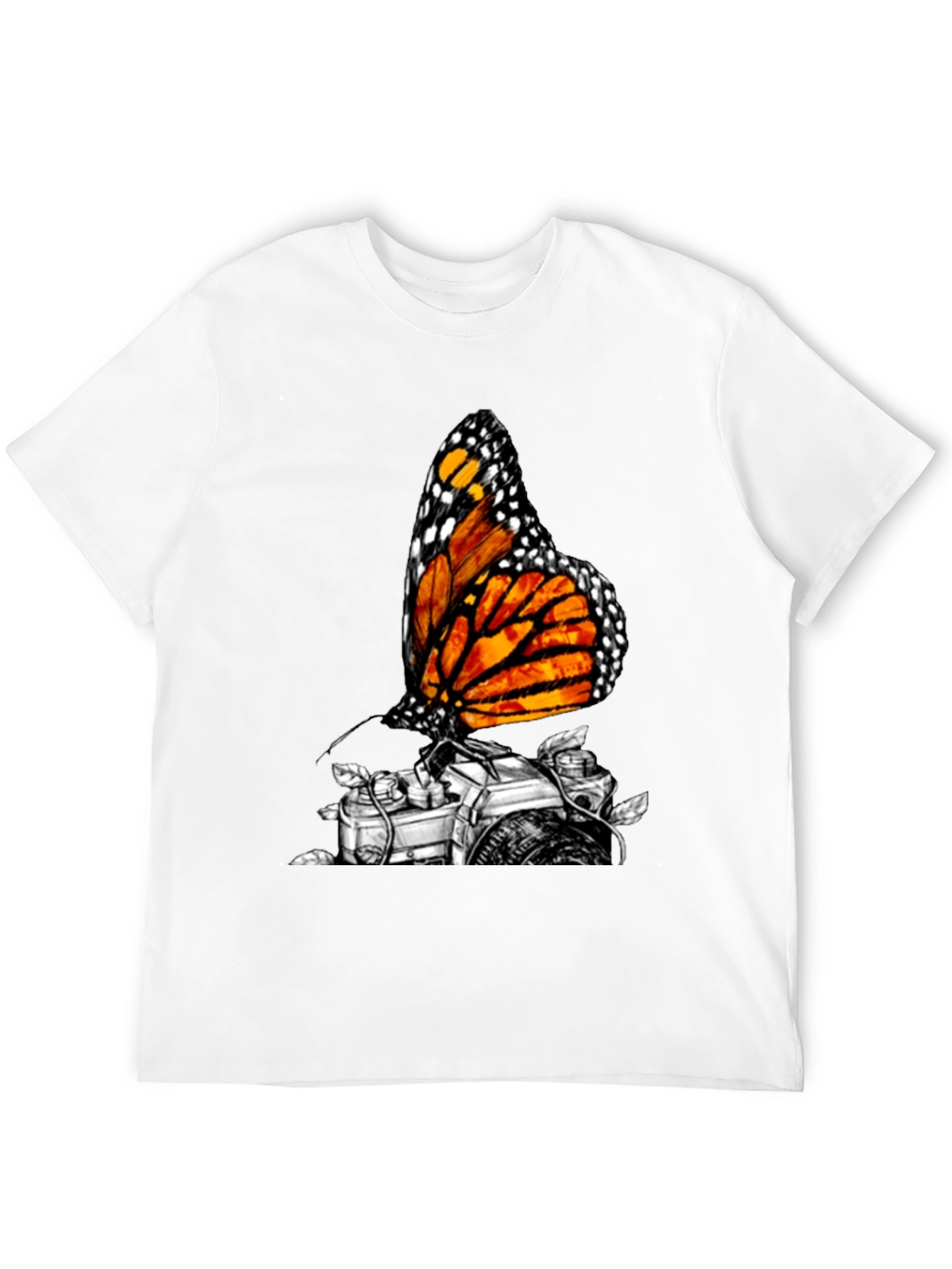 Monarch Butterfly Camera Graphic Tee - Classic Black
