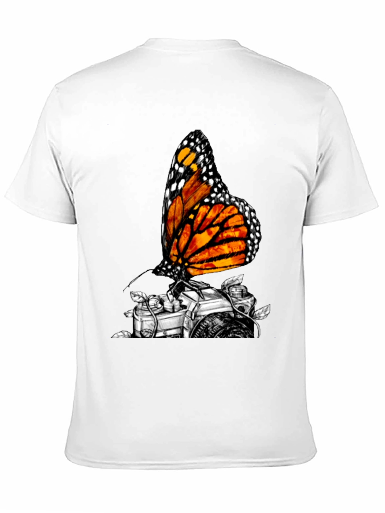 Monarch Butterfly Camera Graphic Tee - Classic Black