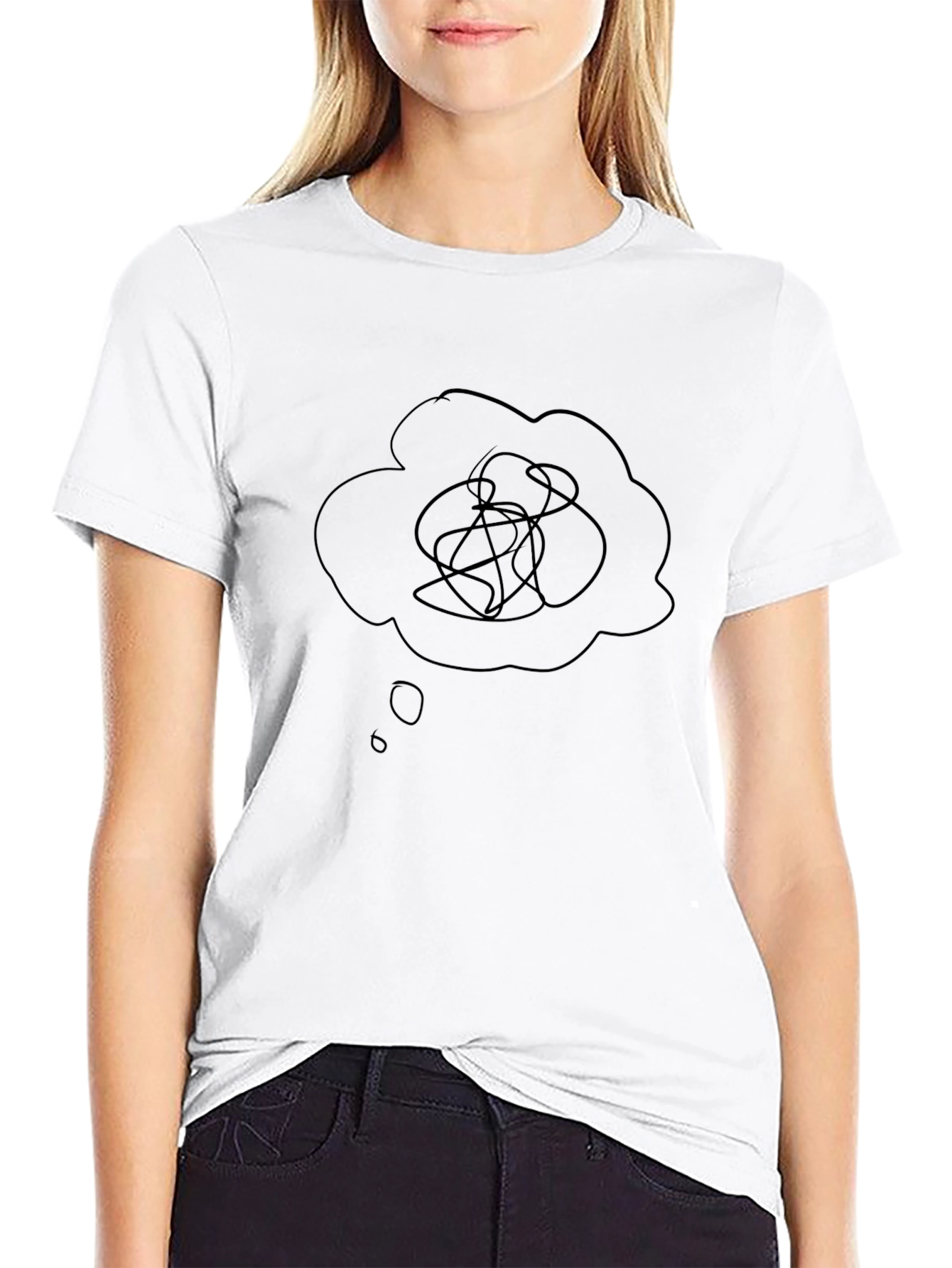 Black T-Shirt with Confused Thoughts Graphic
