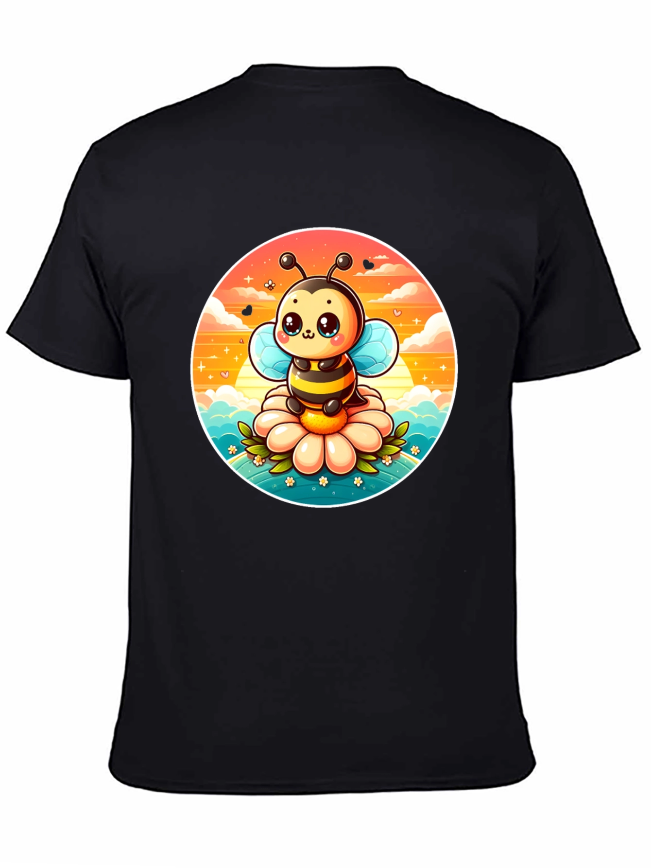 Cute Cartoon Bee on Flower Graphic Tee