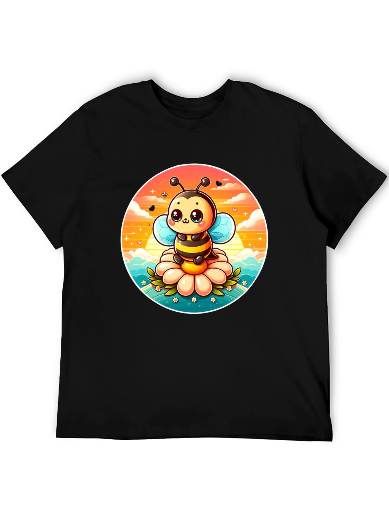 Cute Cartoon Bee on Flower Graphic Tee