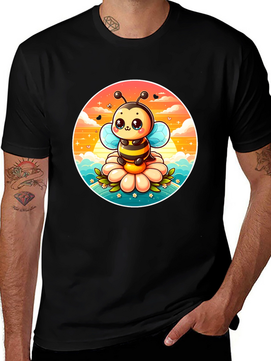 Cute Cartoon Bee on Flower Graphic Tee