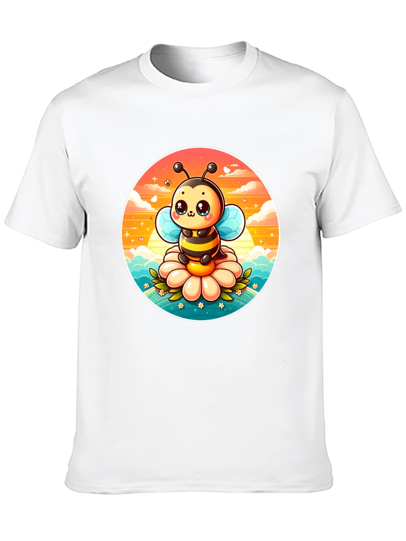 Cute Cartoon Bee on Flower Graphic Tee