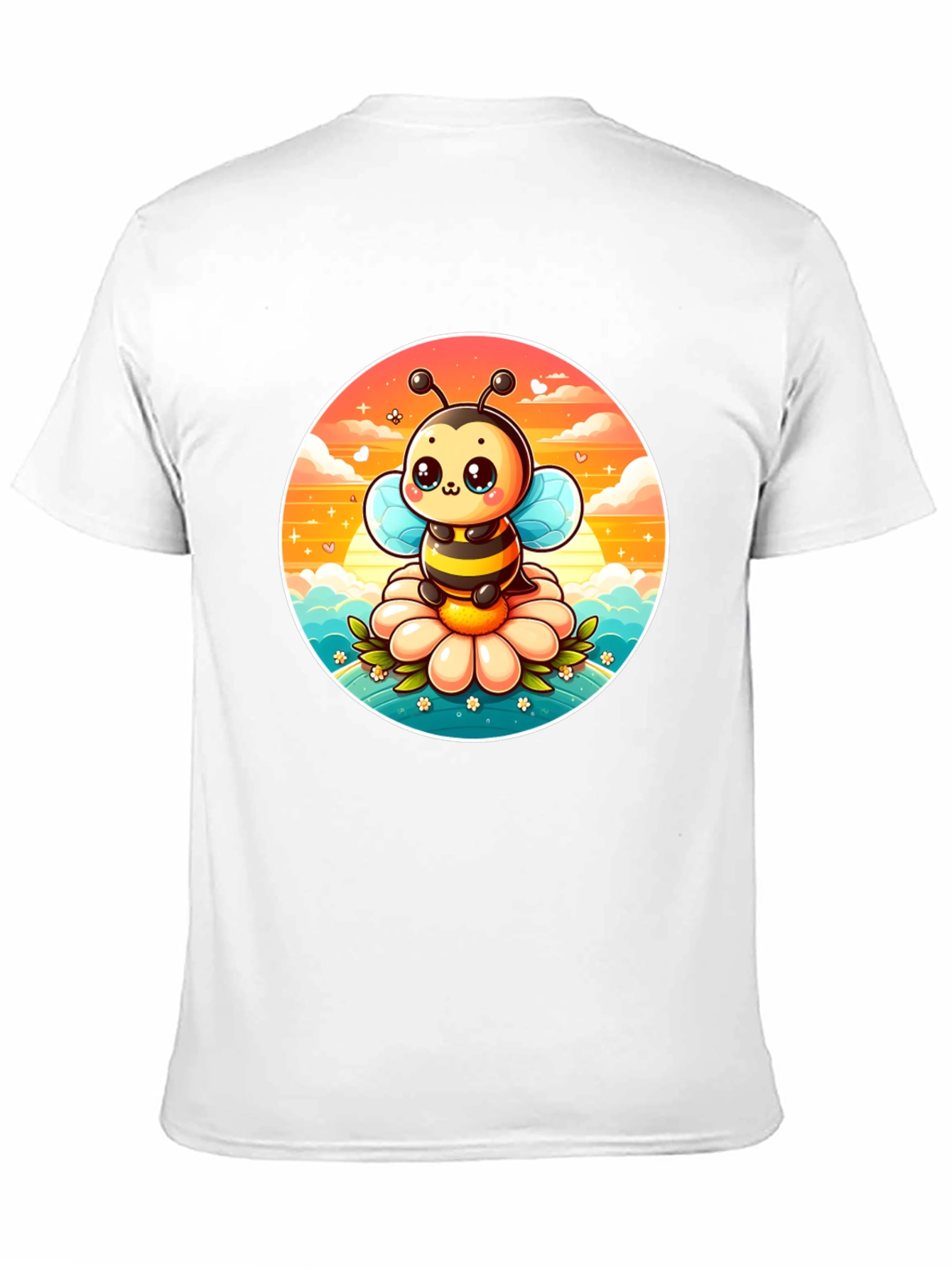 Cute Cartoon Bee on Flower Graphic Tee