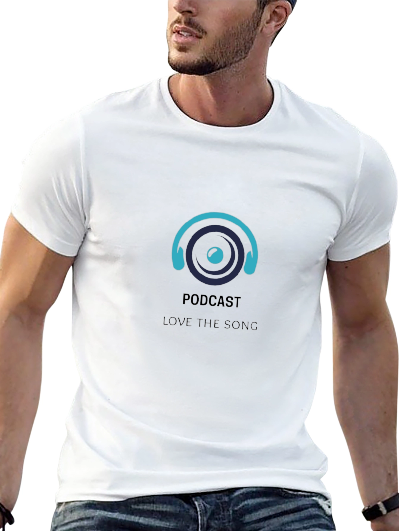 Podcast Headphones Graphic Tee - Stylish Black T-Shirt