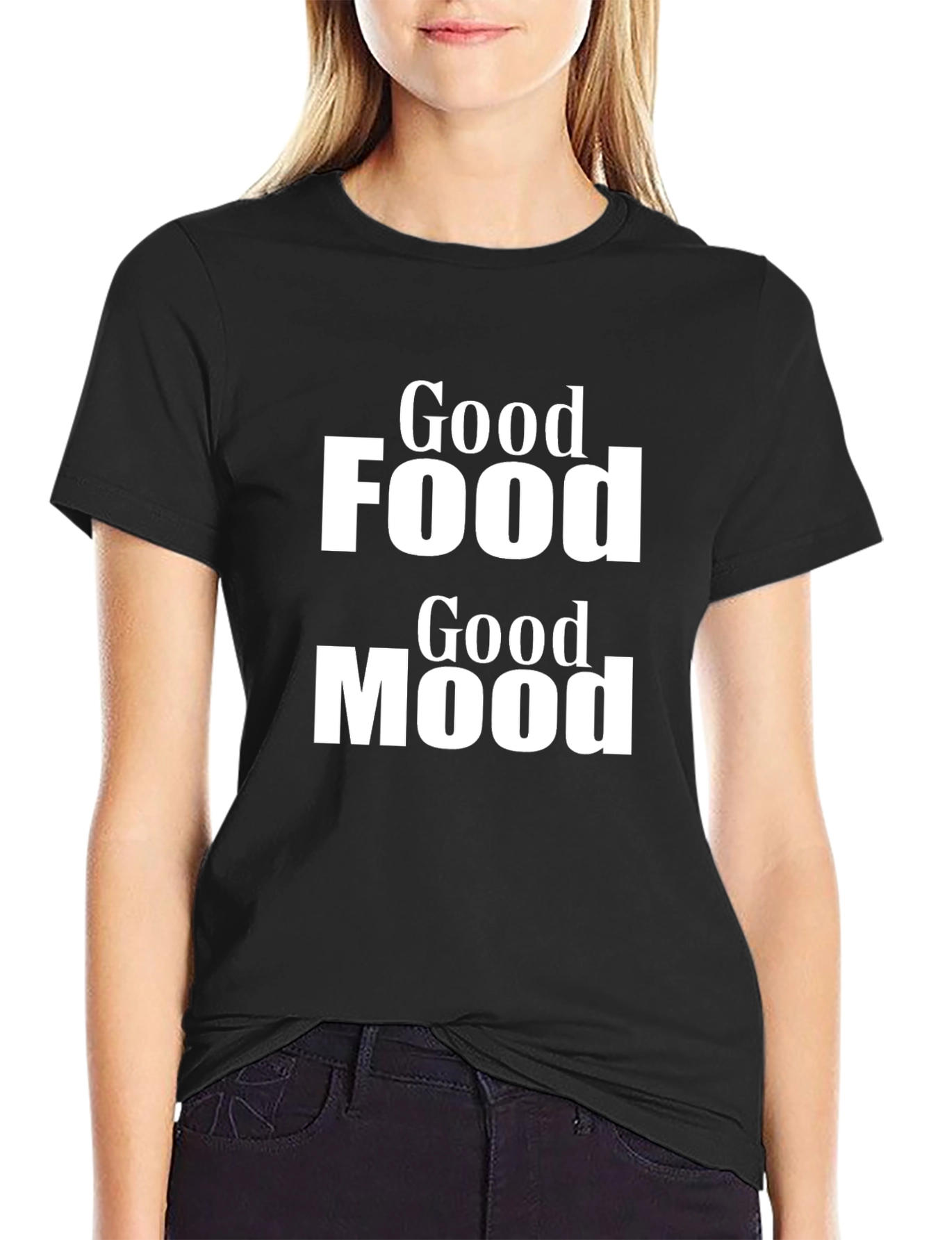 Good Food Good Mood Graphic Tee - Black