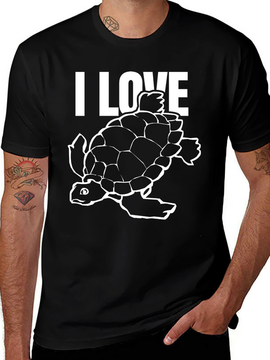 I Love Turtles Black T-Shirt