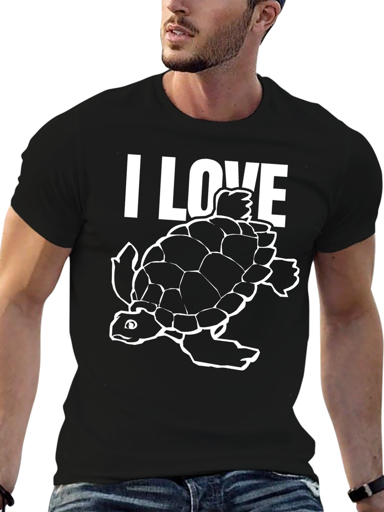 I Love Turtles Black T-Shirt