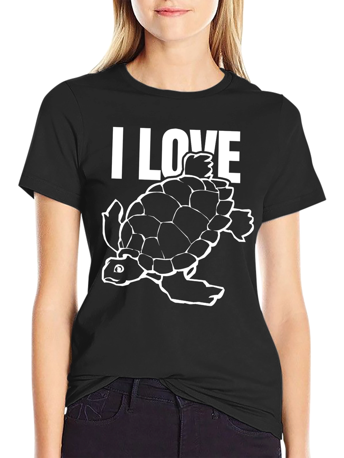I Love Turtles Black T-Shirt