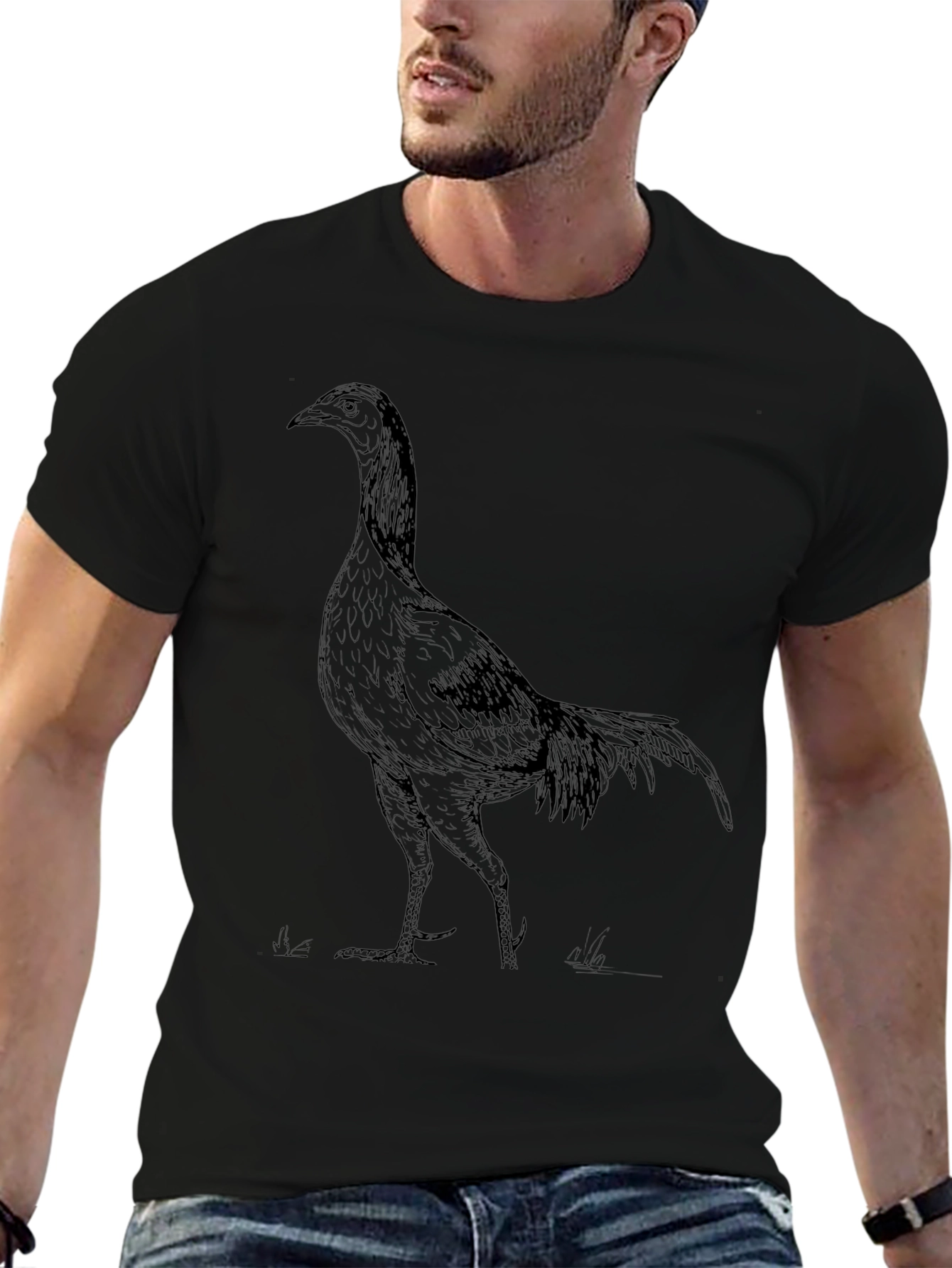Cool Rooster Graphic Tee - Mens Black T-Shirt