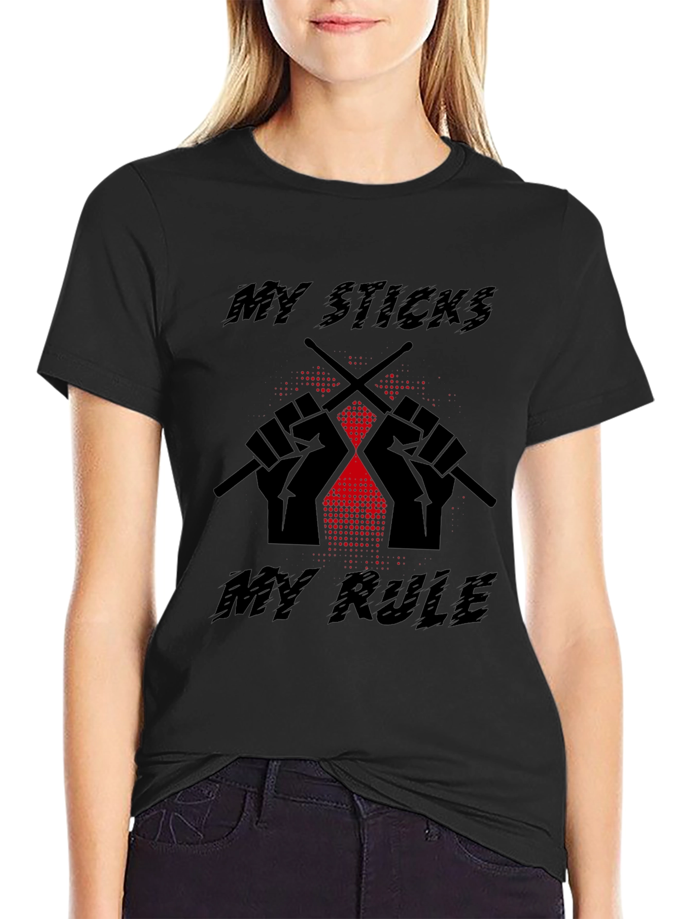 My Sticks My Rule Black Graphic Tee