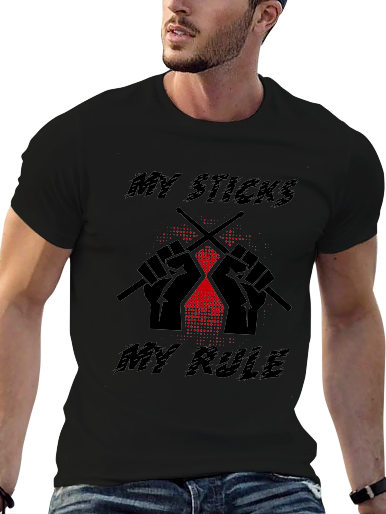 My Sticks My Rule Black Graphic Tee