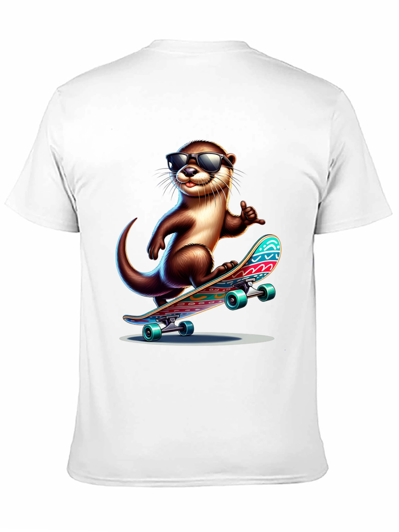 Cool Otter Skateboard T-Shirt - Black Cotton Tee