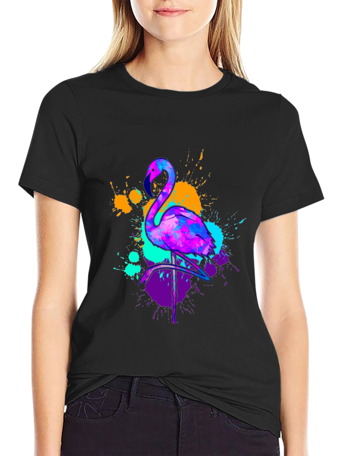 Neon Flamingo Graphic Tee - Vivid Mens T-Shirt