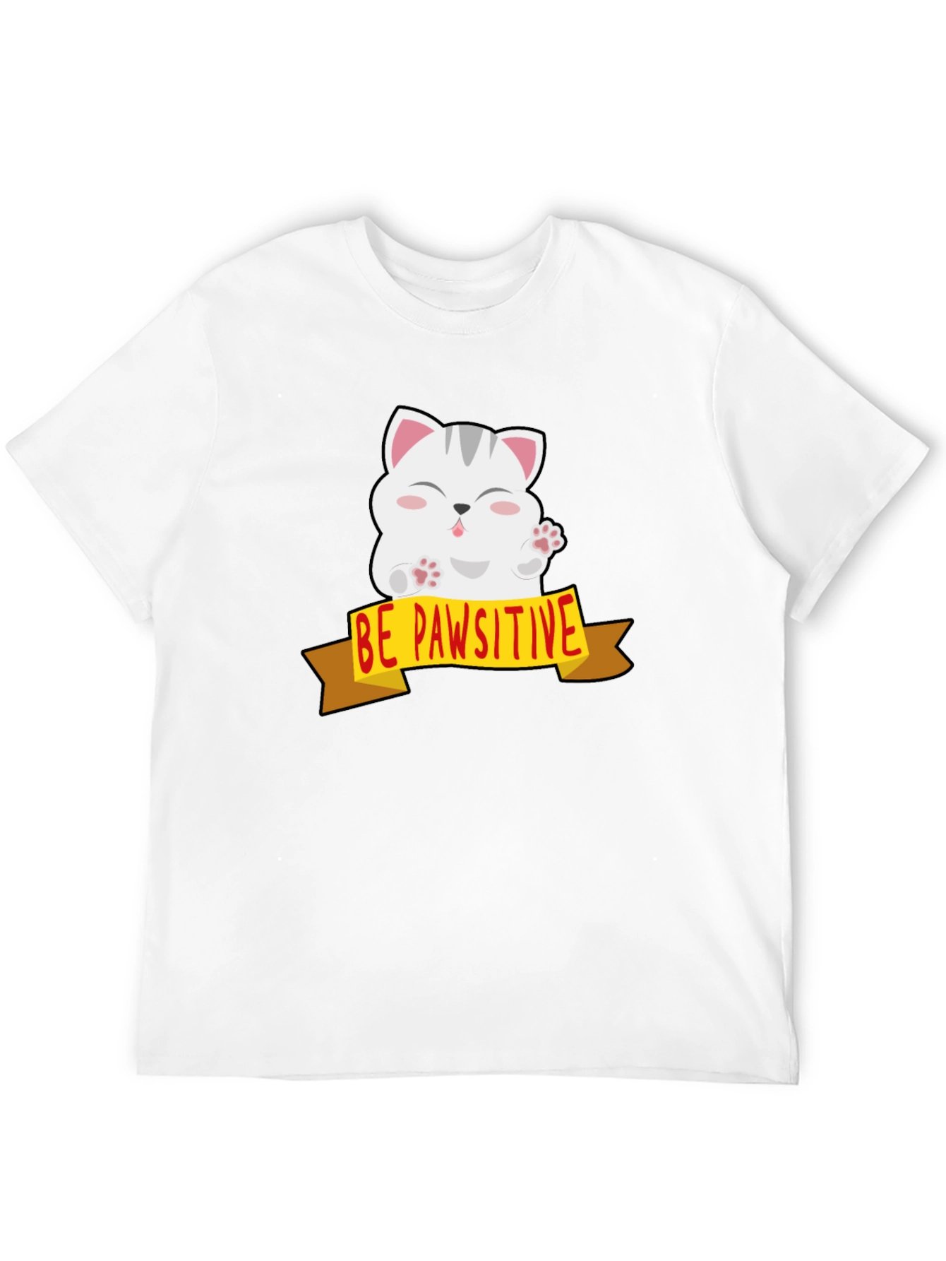 Be Pawsitive Cat Graphic Tee - Mens Black T-Shirt