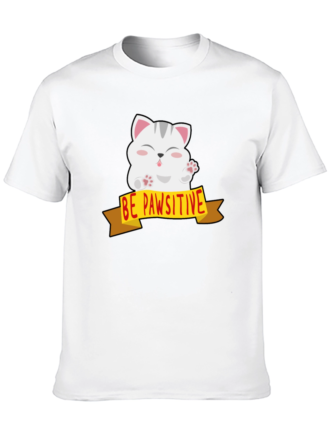 Be Pawsitive Cat Graphic Tee - Mens Black T-Shirt