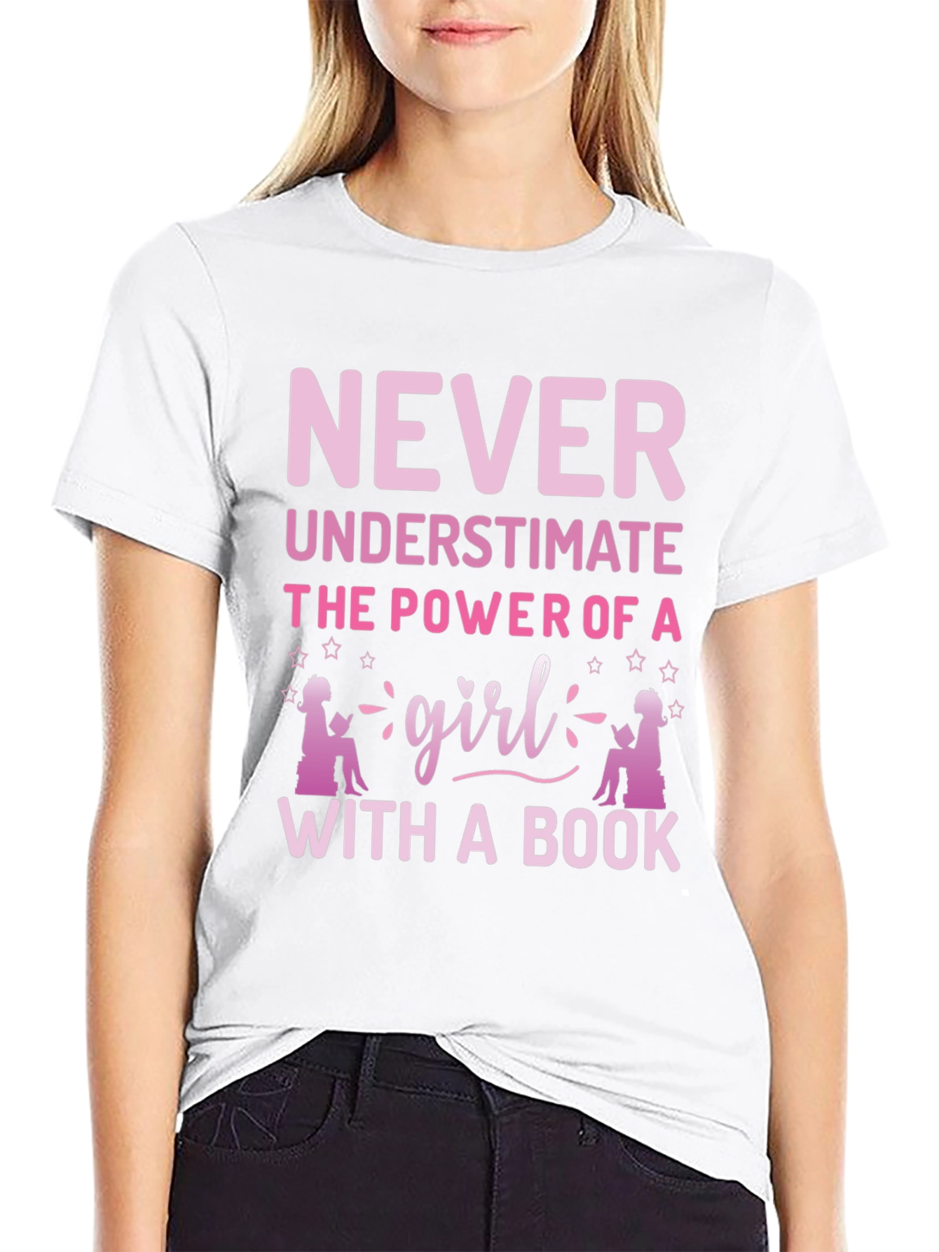 Never Underestimate Girl Book T-Shirt