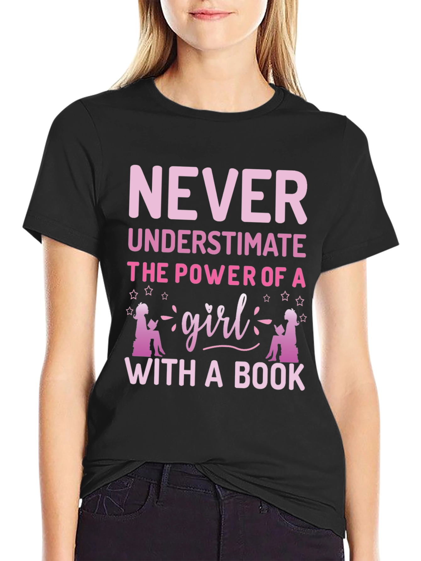 Never Underestimate Girl Book T-Shirt