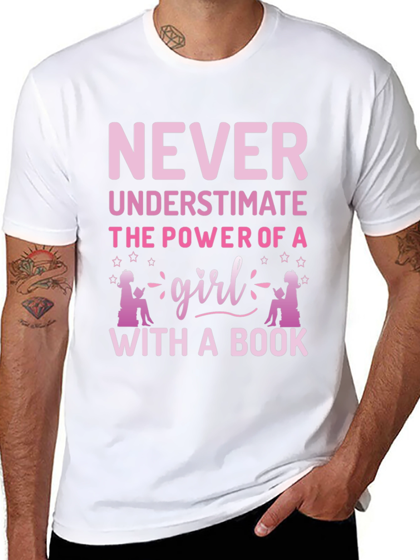 Never Underestimate Girl Book T-Shirt