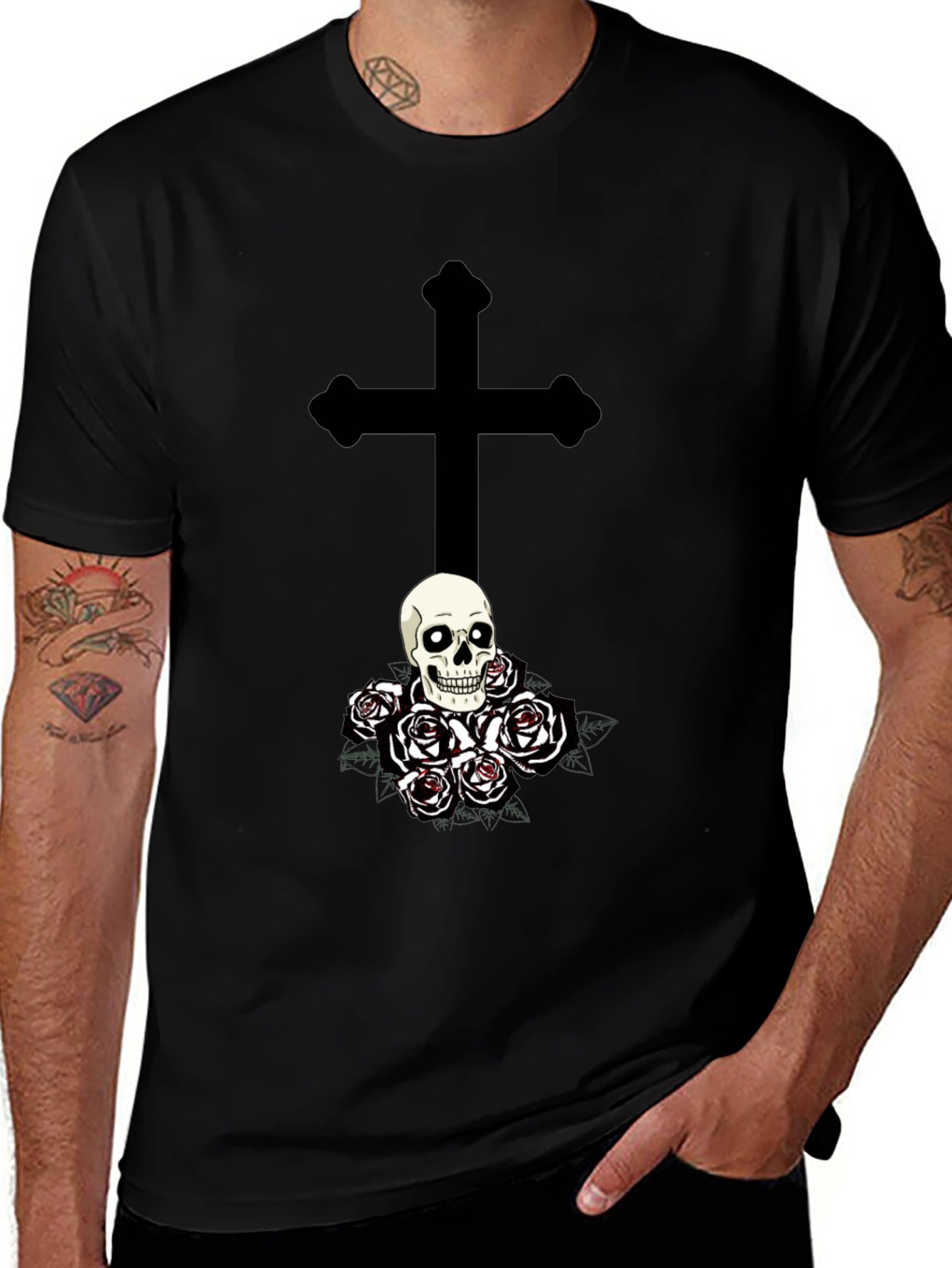 Skull & Roses Graphic Tee - Gothic Style