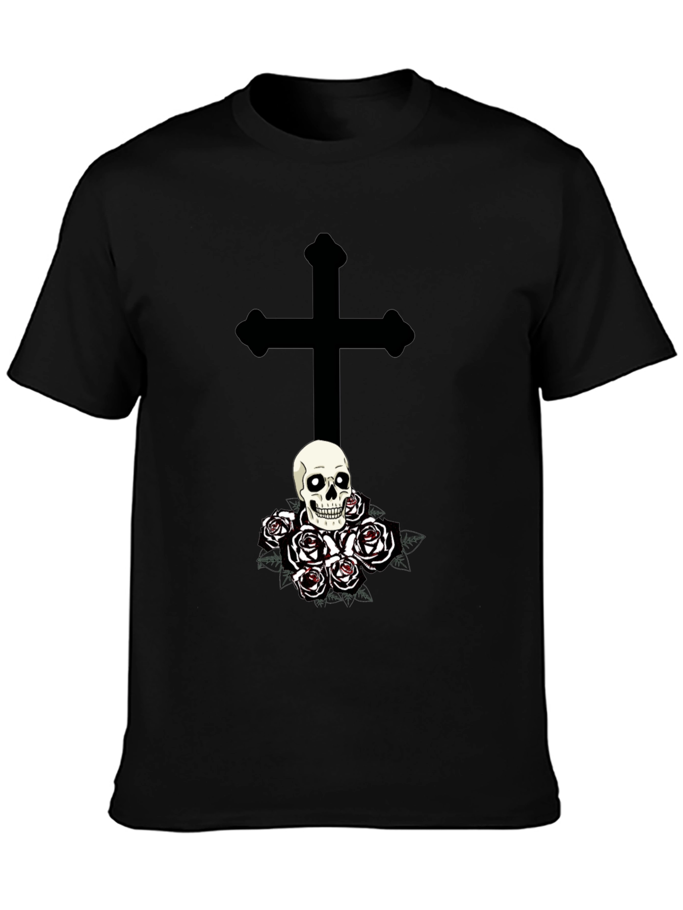Skull & Roses Graphic Tee - Gothic Style
