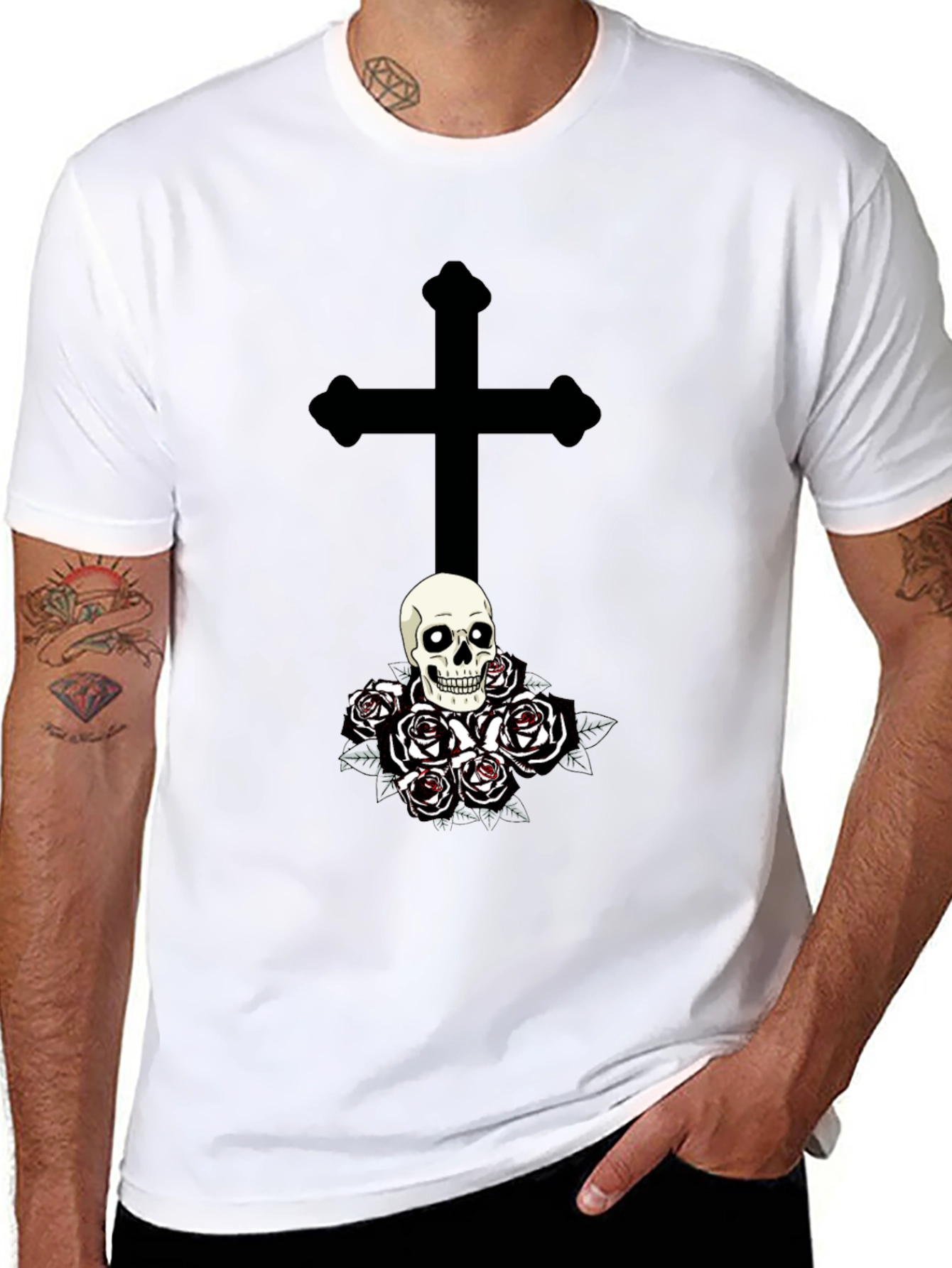 Skull & Roses Graphic Tee - Gothic Style