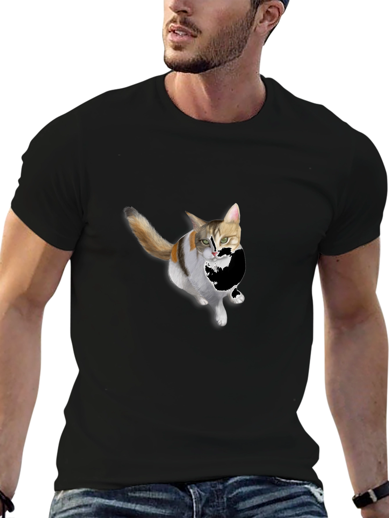 Cat Graphic Black T-Shirt