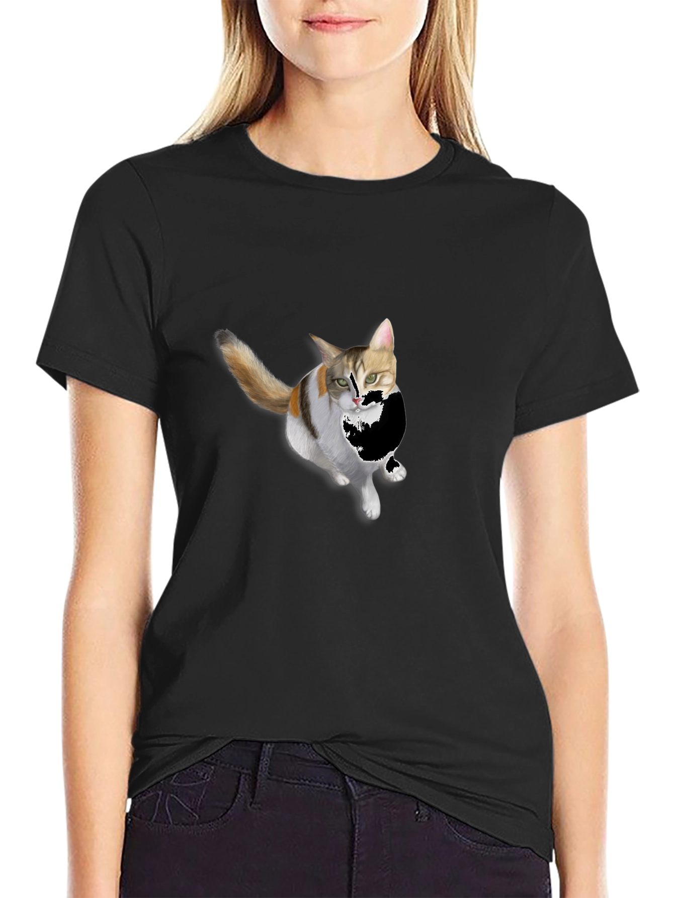 Cat Graphic Black T-Shirt