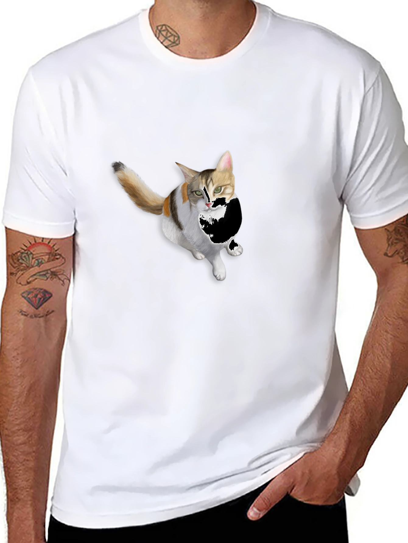 Cat Graphic Black T-Shirt