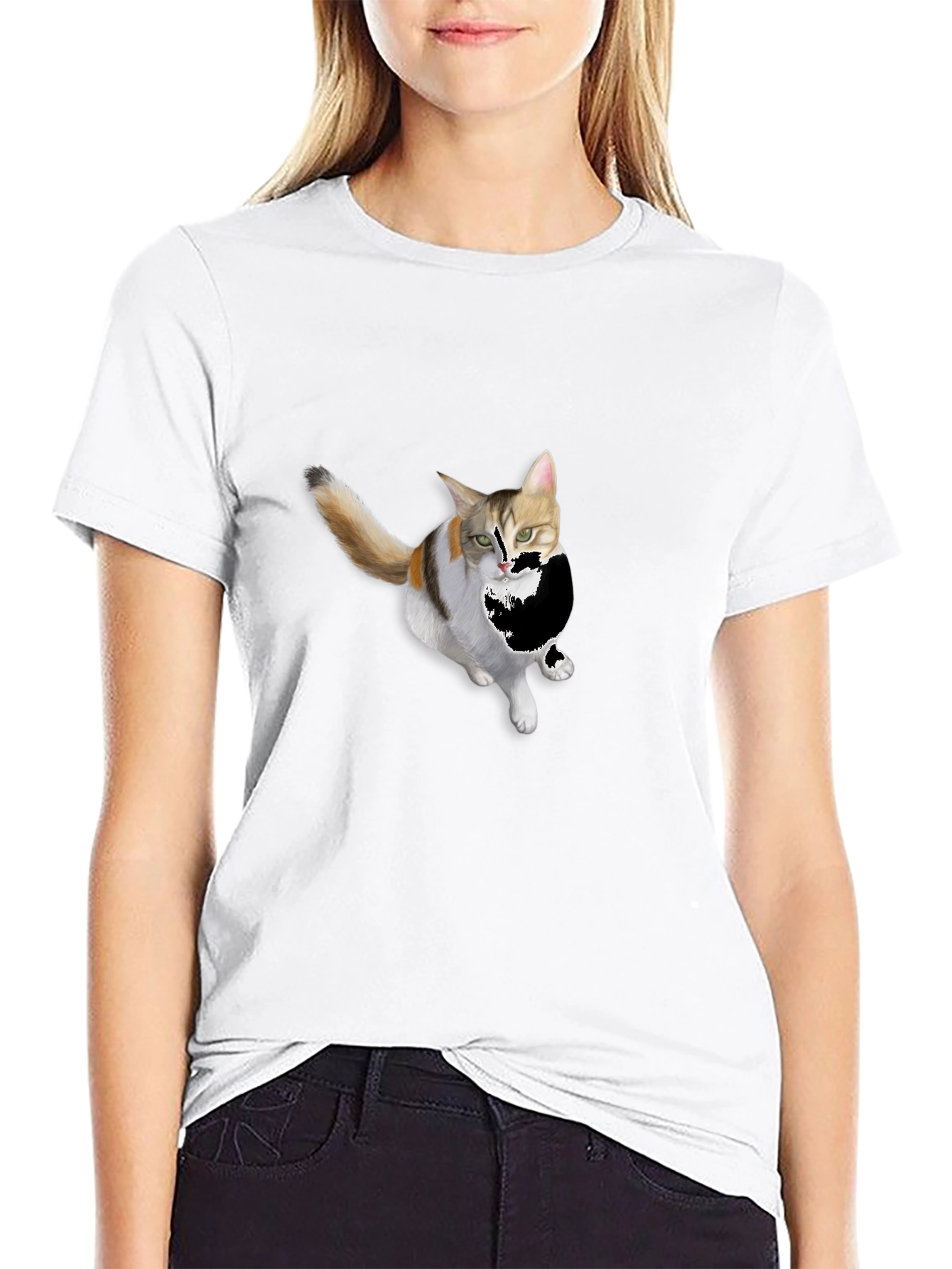 Cat Graphic Black T-Shirt