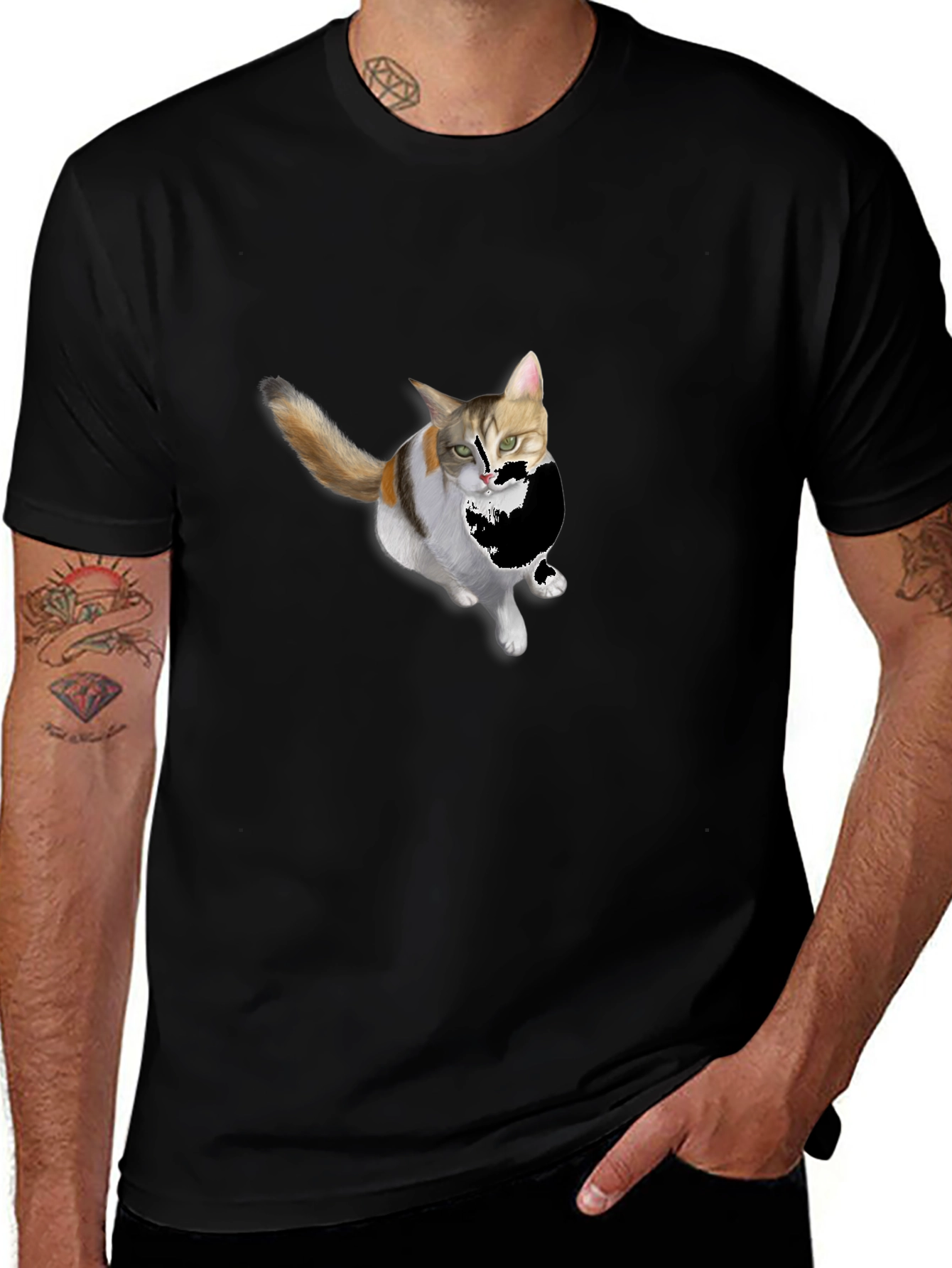Cat Graphic Black T-Shirt