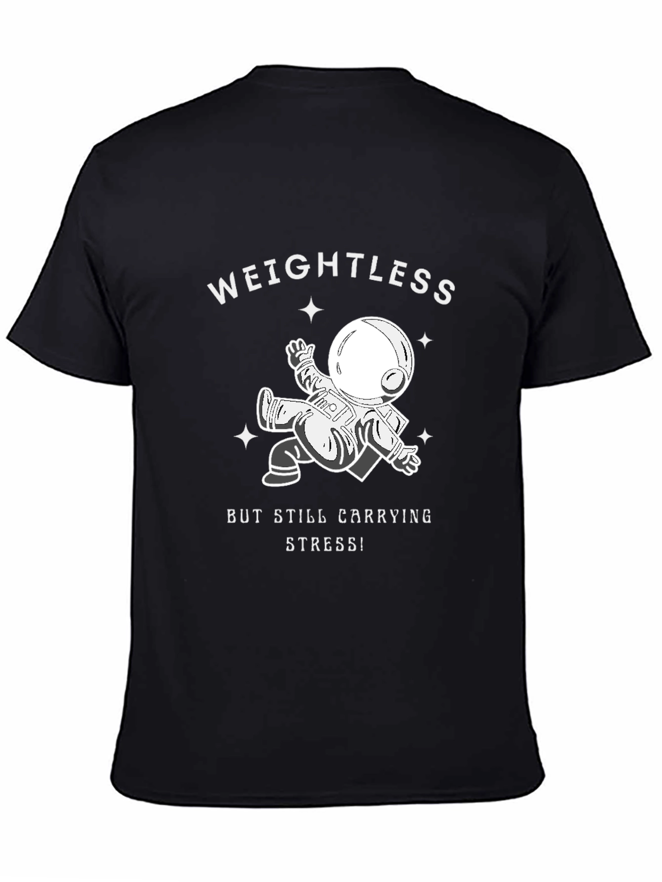 Weightless Astronaut Graphic Print Black T-Shirt
