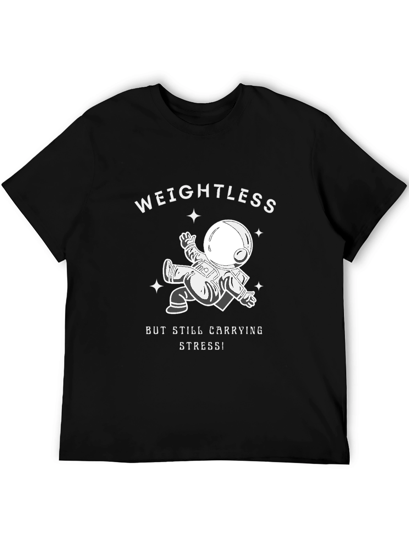 Weightless Astronaut Graphic Print Black T-Shirt