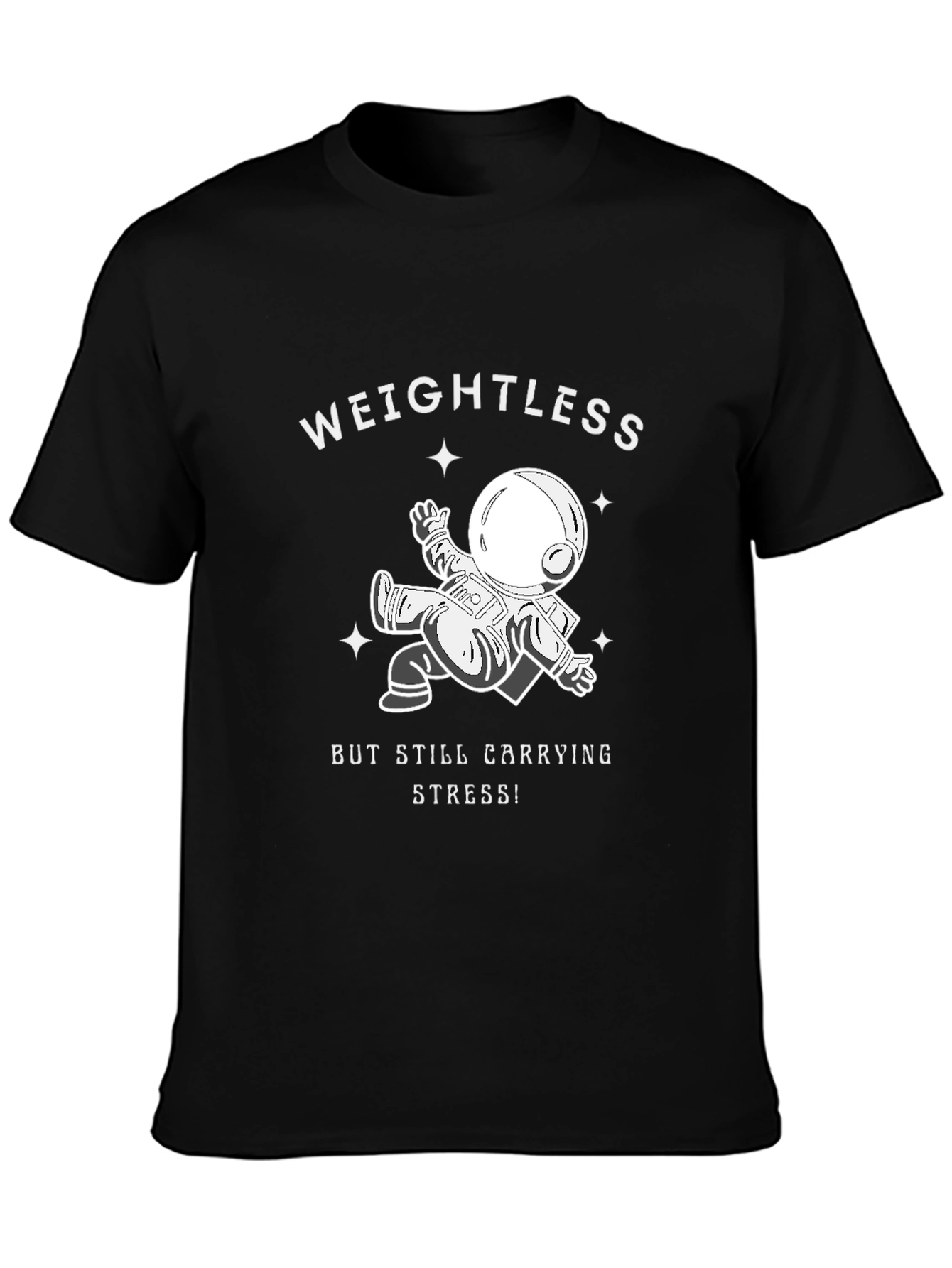 Weightless Astronaut Graphic Print Black T-Shirt