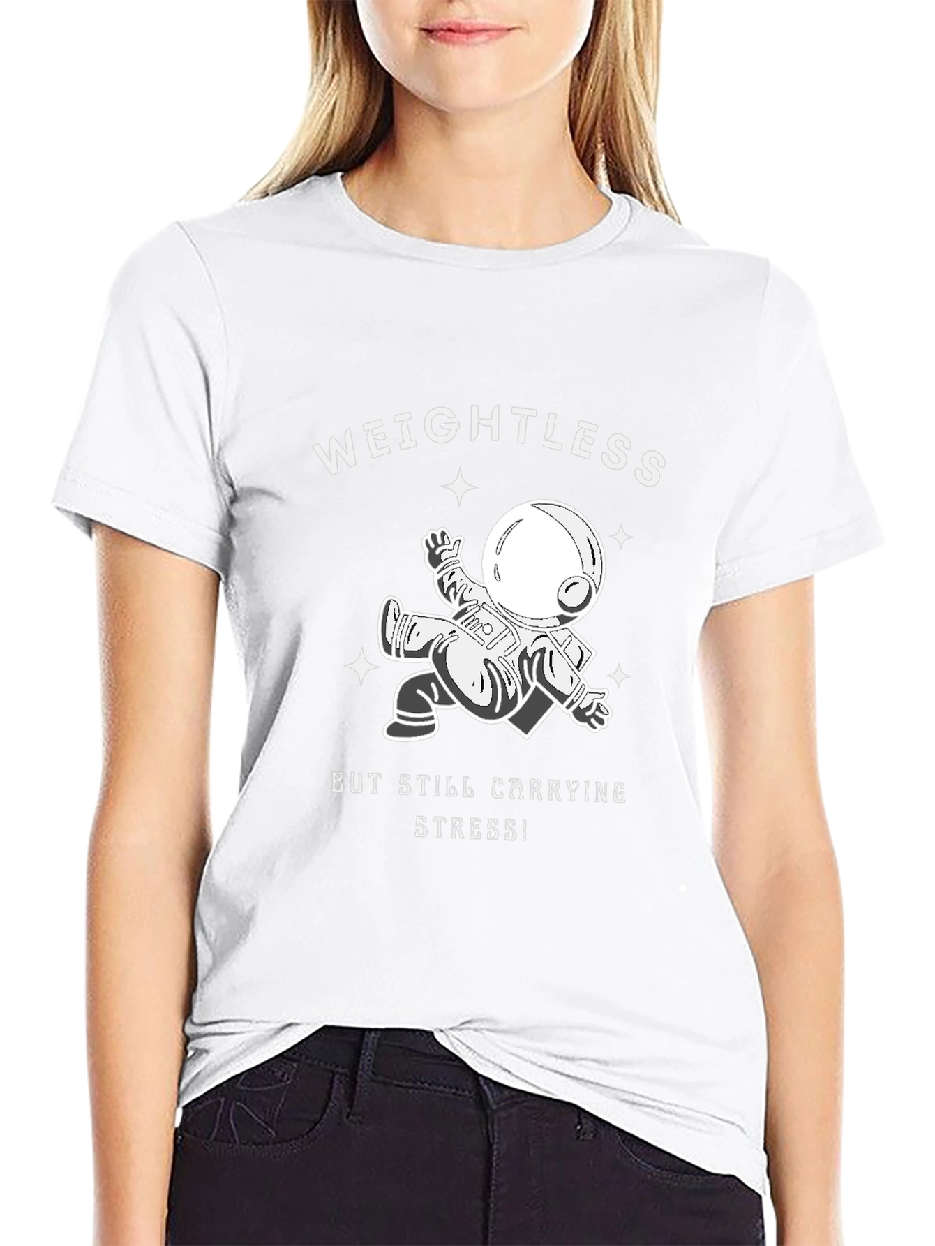 Weightless Astronaut Graphic Print Black T-Shirt