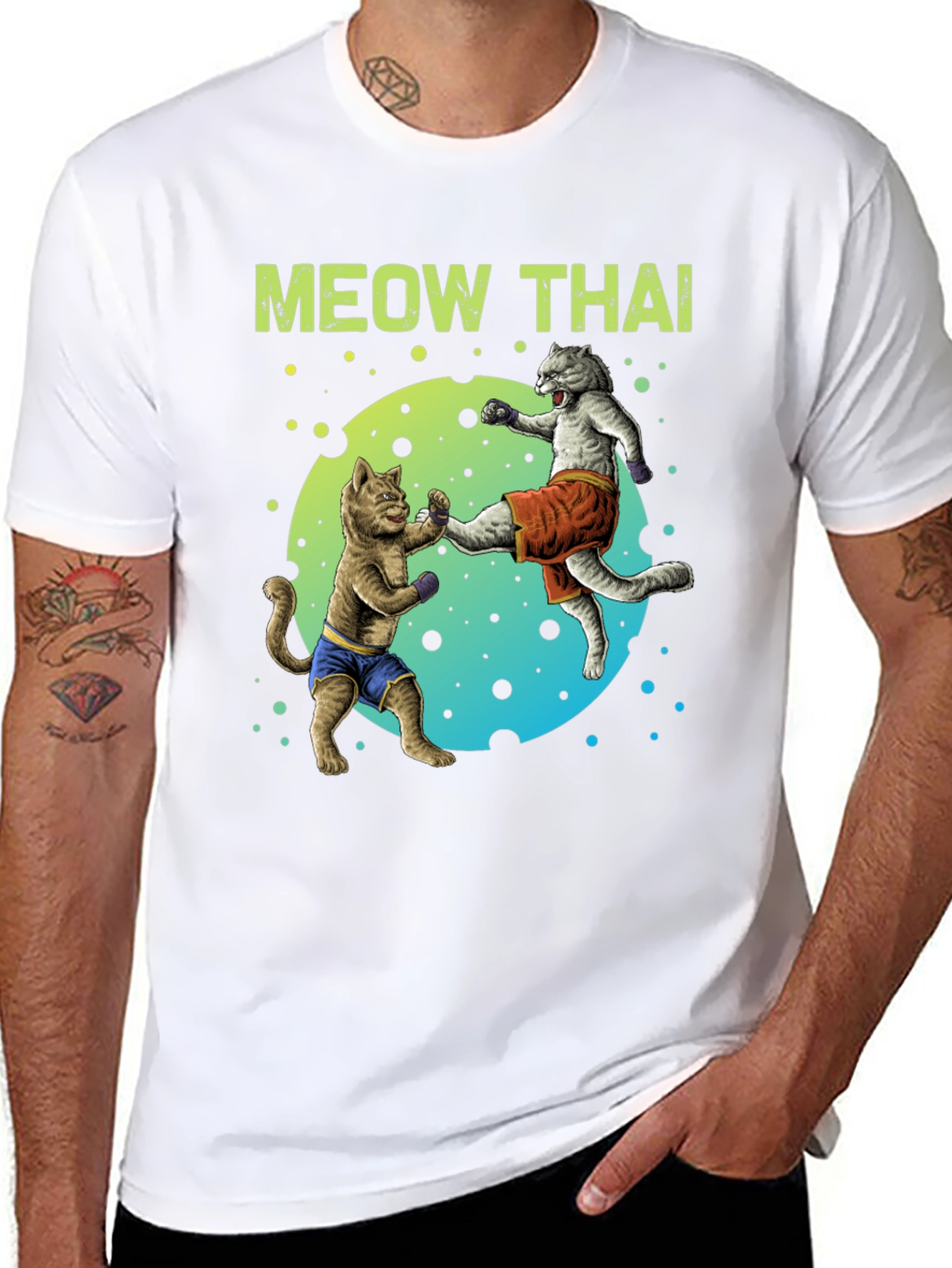 Meow Thai T-Shirt Funny Martial Arts Cats