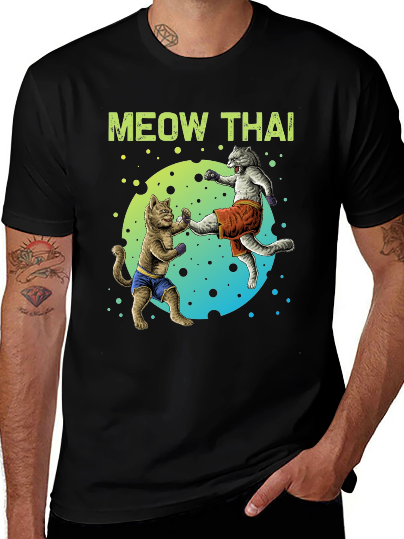 Meow Thai T-Shirt Funny Martial Arts Cats