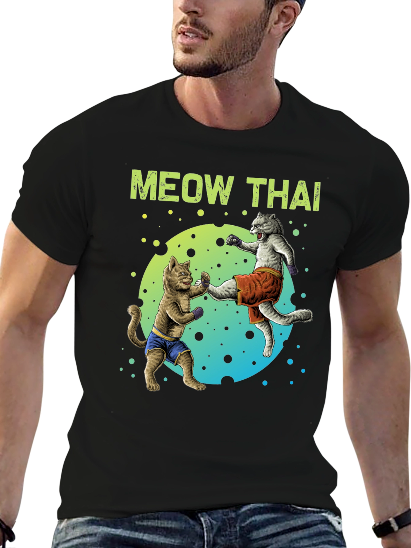 Meow Thai T-Shirt Funny Martial Arts Cats