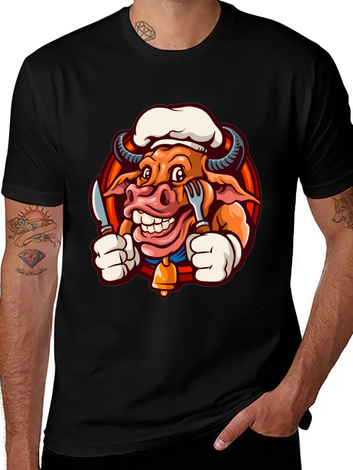 Chef Bull T-Shirt - Funny Cartoon Graphic Tee