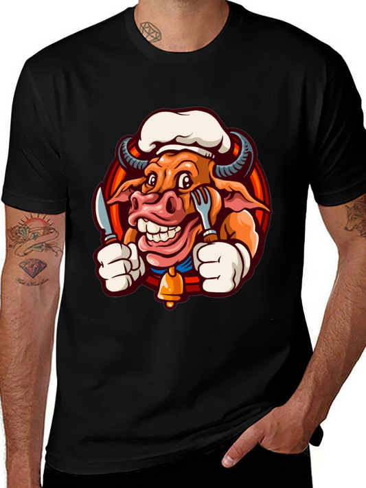 Chef Bull T-Shirt - Funny Cartoon Graphic Tee