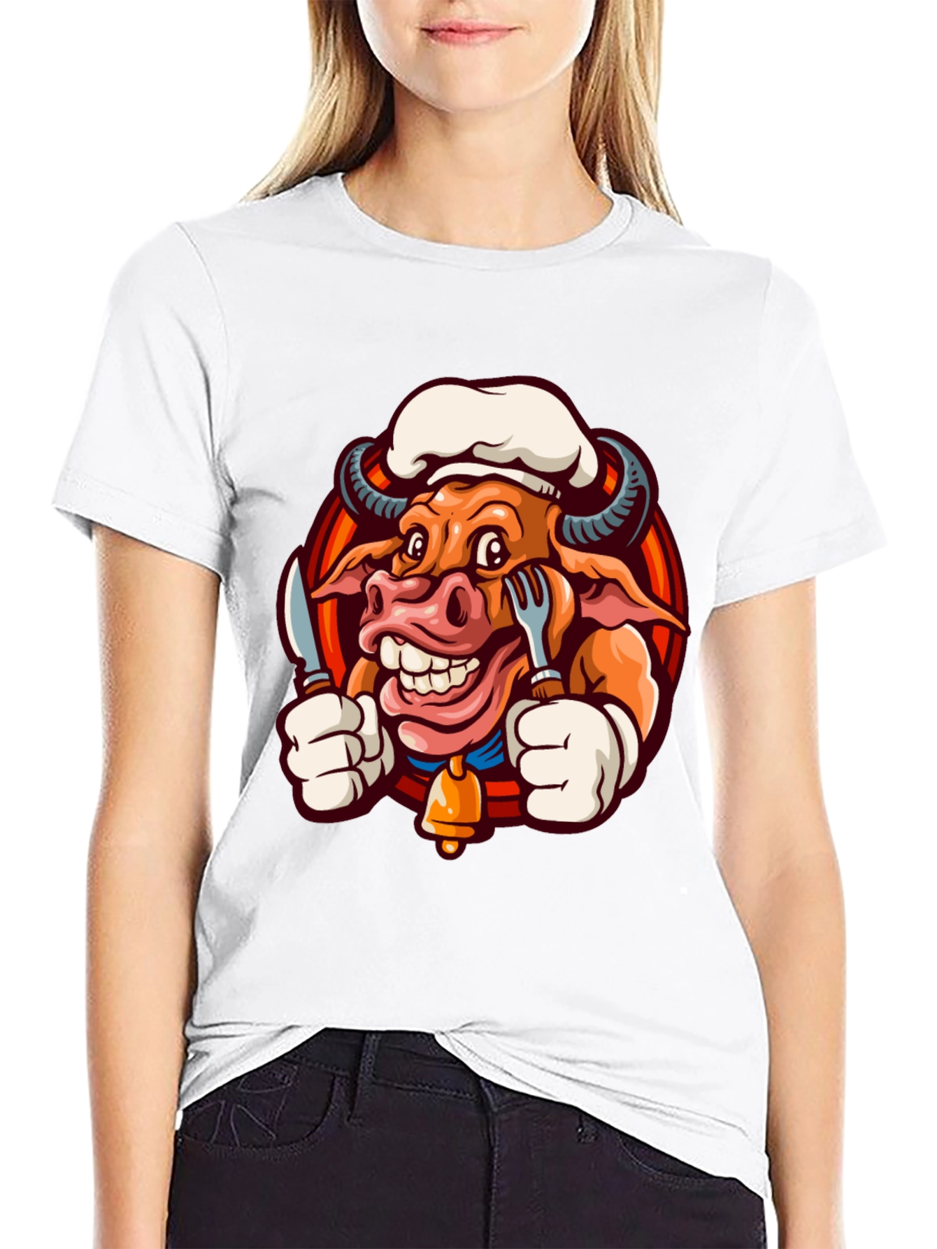 Chef Bull T-Shirt - Funny Cartoon Graphic Tee