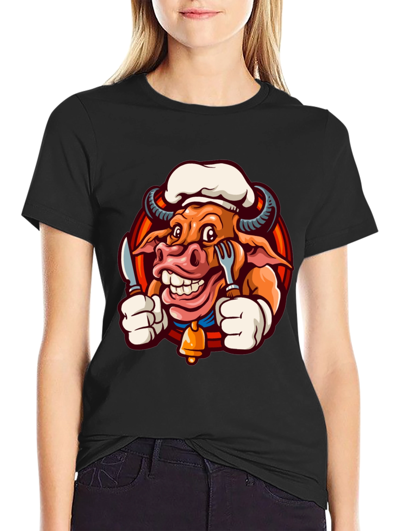 Chef Bull T-Shirt - Funny Cartoon Graphic Tee