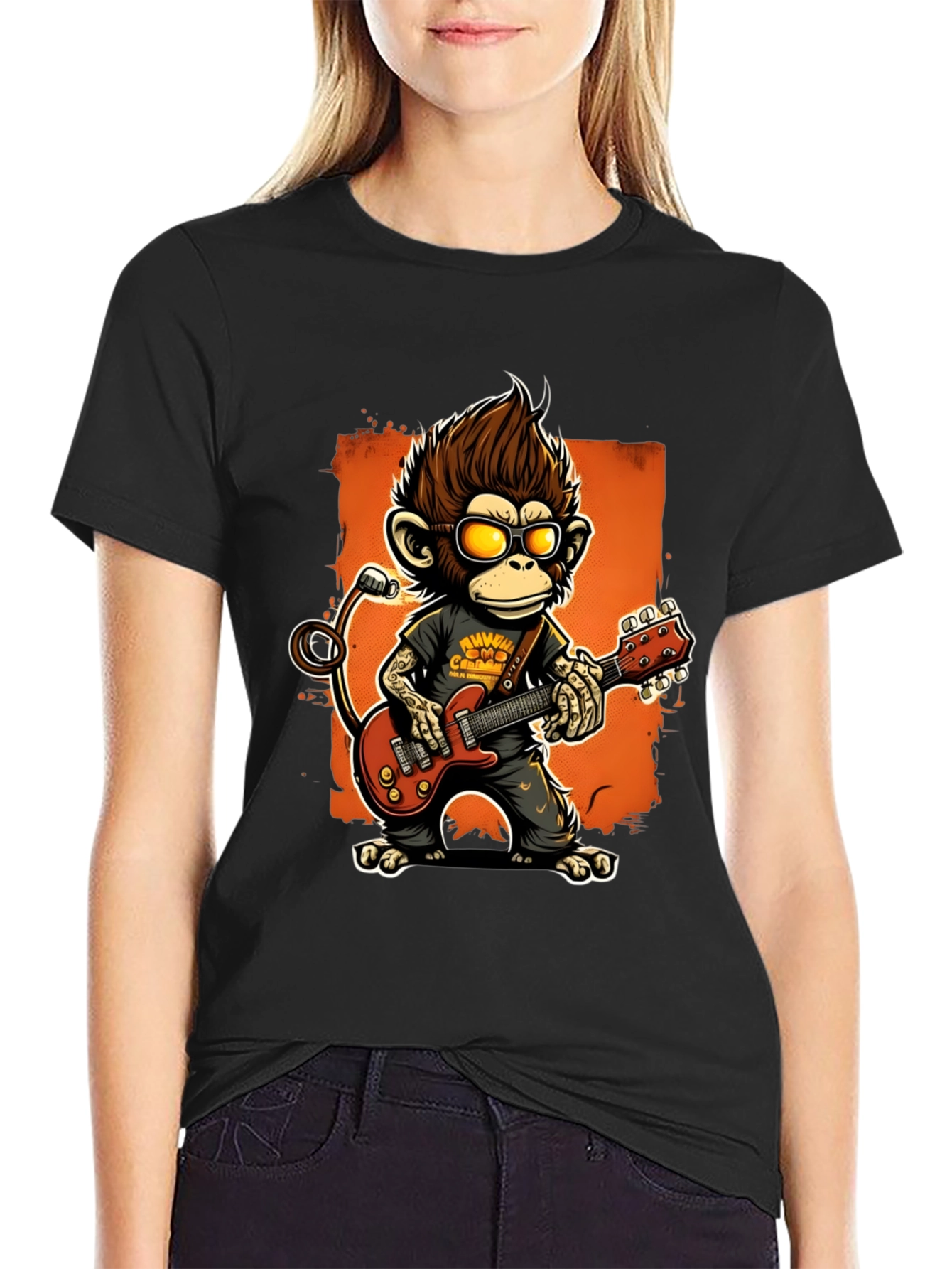 Rockin Monkey Guitarist Graphic Tee